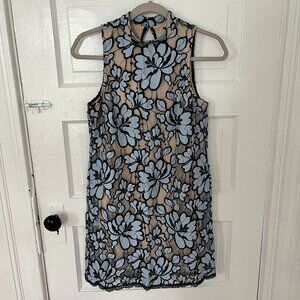 TR Designs Blue & Black Lace Dress